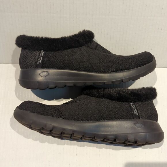 Skechers Slip Ins On the Go Joy Shoe Bootie Womens 7.5 Black Comfort Fuzzy - Picture 3 of 6